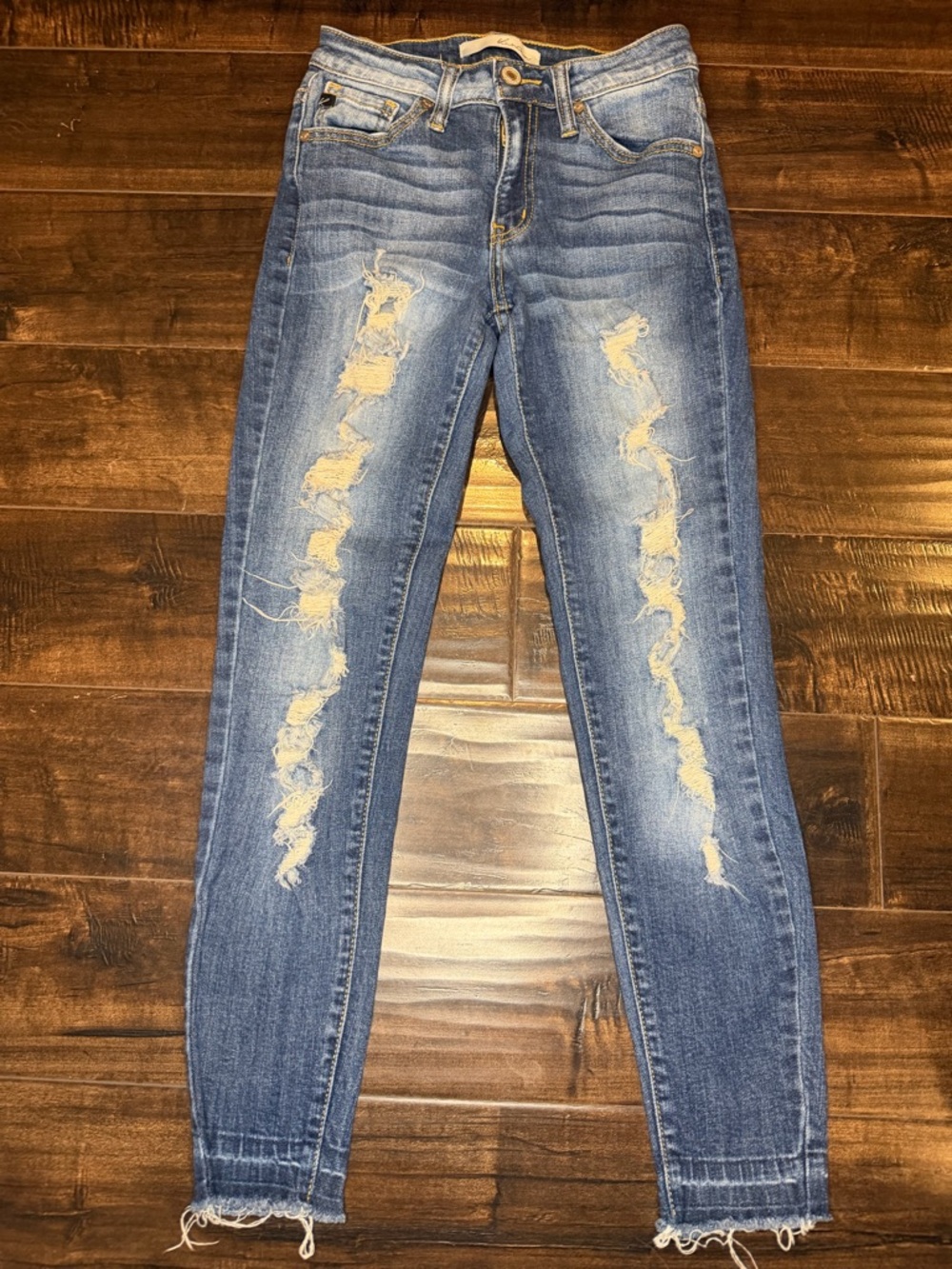 KanCan Distressed Skinny Jeans Size 24 Style KC8190D High Rise Raw Hem Denim